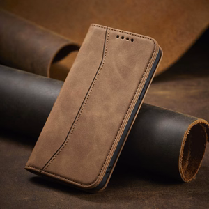Magnet Fancy Case чехол для iPhone 13 Pro Max чехол-кошелёк с держателем для карт коричневый