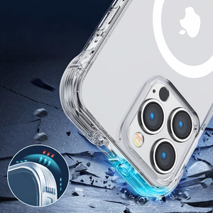 Joyroom Magnetic Defender Magnetic Case for iPhone 14 Plus Armored Case with Hooks Stand Clear (MagSafe Compatible)
