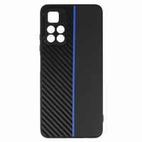 Tel Protect CARBON Ümbris jaoks Xiaomi Redmi Note 11 5G/Note 11S 5G/Poco M4 Pro 5G Must with sinine stripe