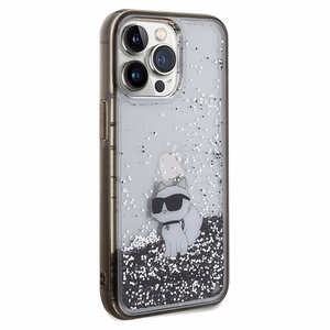 Karl Lagerfeld Liquid Glitter Choupette ümbris jaoks iPhone 13 Pro / 13 - läbipaistev