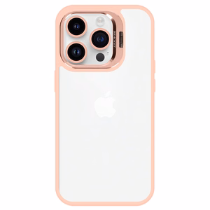 Tel Protect Kickstand Ümbris + camera glass (lens) jaoks Iphone 15 Pro light roosa