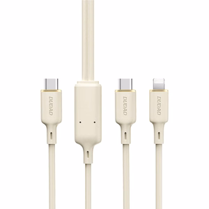 Dudao L7SF кабель 2 в 1 USB-C - USB-C Lightning 100W 1.2м - бежевый