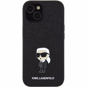Karl Lagerfeld Fixed Glitter Ikonik Logo Metal Pin ümbris jaoks iPhone 15 - must