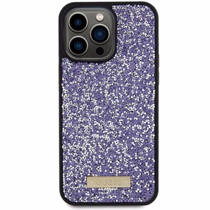 Guess Rhinestone Metal Logo чехол для iPhone 15 Pro - розовый