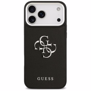 Guess Grained Big 4G Classic Logo ümbris jaoks iPhone 17 Pro Max - must