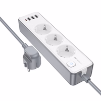 Borofone Power strip BAC9 - 3 pistikupesa 240V + 3xUSB + tüüp C - PD 20W 2 meetrit mustana