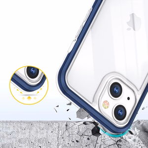 Läbipaistev 3in1 ümbris iPhone 13 mini jaoks geeliga kate koos raamiga sinine