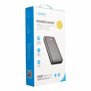 Powerbank Veger T100 (W2032C-100) PD QC3.0 5A 100W 20000 mAh must