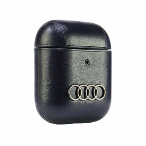 Audi Leather Big Logo Ümbris jaoks AirPods 1 / 2 - must