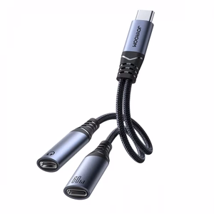 Adapter Joyroom SY-C02 2in1 must 14cm (sisend: Type-C / väljund: 2x Type-C)