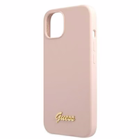 Guess GUHMP13MLSLMGLP iPhone 13 6.1" heleroosa/heleroosa hardcase Silikoonist Script Gold Logo Magsafe