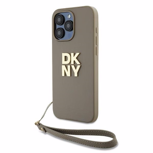 DKNY Wrist Strap Stock Logo ümbris jaoks iPhone 15 Pro Max - beige