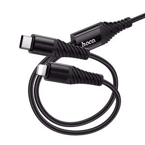 Кабель 2in1 USB C to USB C+Lightnig Hoco 1 m X123 черный