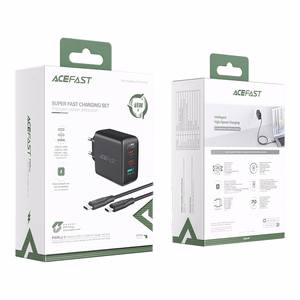 Acefast 2in1 wall Laadija 2x USB-C / USB-A 65W, PD, QC 3.0, AFC, FCP (set with USB-C 1.2m kaabel) must (A13 must)