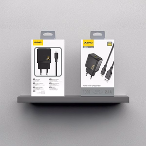 Dudao A23LEU 2.4A GaN EU USB-A seinalaadija USB-A to Lightning kaabliga - must