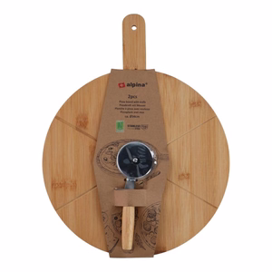 Alpina pitsaserveerimiskomplekt 34 cm bambuslaua ja lõikerattaga, 2 osa