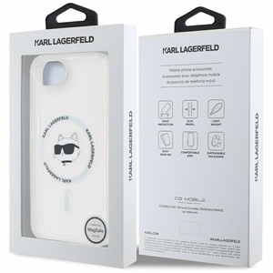 Karl Lagerfeld IML Metal Choupette Head MagSafe iPhone 16e Ümbris - Valge
