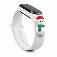 Rihm Xmas Xiaomi Mi Band 3 / 4 jõuludeks Silikoonist rihmaga käevõru koos lumemehega - valge
