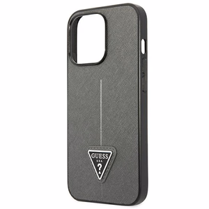 Guess Saffiano Triangle Logo ümbris jaoks iPhone 13 Pro Max 6.7" - hõbedane