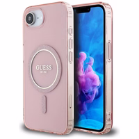 Guess IML Glitter Circle MagSafe ümbris jaoks iPhone 16e - roosa