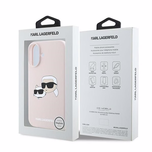 Karl Lagerfeld Silicone Nauble Heads Print MagSafe Ümbris jaoks iPhone 16 Plus - Roosa