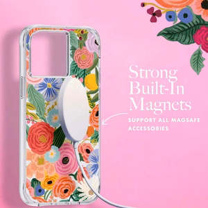Rifle Paper Clear MagSafe ümbris seadmele iPhone 14 Pro Max, Garden Party Blush mustriga