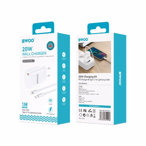 BWOO CDA159 PD seinalaadija 20W 1x USB-C port + Lightning valge