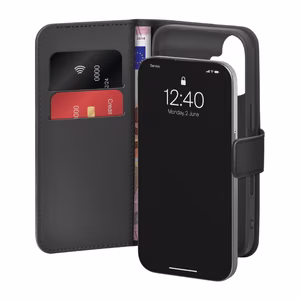 Puro Wallet Stand ümbris jaoks iPhone 17 made of eco-leather, with a flap, wallet and stand function - must
