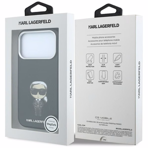 KARL LAGERFELD ümbris mudelile IPHONE 18 Pro/ 17 Pro ühildub MagSafe'iga (Smooth Ikonik Sketch) (värv: must)