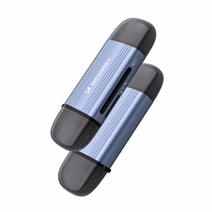 Hall alumiiniumist SD- ja microSD-mälukaardilugeja Wozinsky WCR-5G USB-A 3.0 / USB-C 3.0 ühendusega
