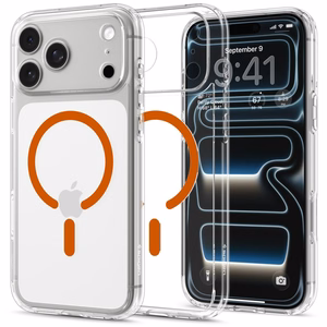 Spigen Ultra Hybrid MagSafe ümbris iPhone 18 Pro / 17 Pro jaoks, läbipaistev oranž