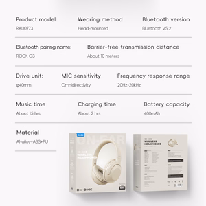 Rock Kõrvaklapid O3 ANC bluetooth light hall