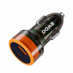 BWOO PD autolaadija 1x USB-C - USB-A port 38W läbipaistev