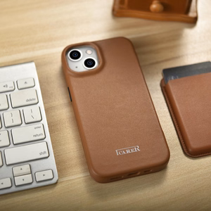 Чехол iCarer CE Premium Leather Folio для iPhone 14 Plus магнитный с откидной крышкой MagSafe коричневый