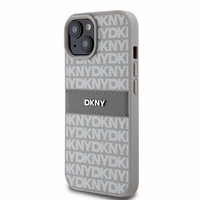 DKNY Leather Mono Stripe & Metal Logo ümbris jaoks iPhone 15 / 14 / 13 - beige
