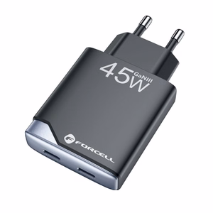 Phone laadija Forcell F-Energy Ultra Slim GaN III 2 x USB C PD QC4.0 3A 45W B245201(2C) must