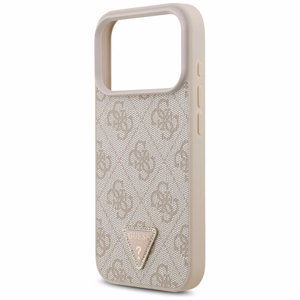 Guess Leather 4G Triangle Strass MagSafe ümbris iPhone 18 Pro / 17 Pro – roosa
