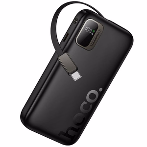 Akupank Hoco 10000 mAh QC PD 20W sissetõmmatava USB C kaabliga Q51 must