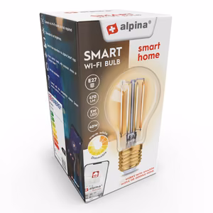 Умная Wi-Fi LED-лампа Alpina, E27, 4,9 Вт, тёплый белый свет