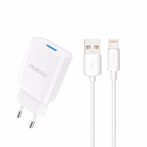 Dudao A4EU USB-A 2.1A wall Laadija - valge + USB-A - Lightning kaabel