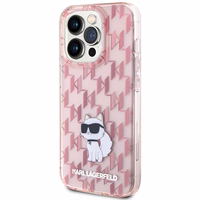 Karl Lagerfeld Monogram Choupette ümbris jaoks iPhone 15 Pro Max - roosa
