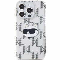 Karl Lagerfeld IML Choupette Head & Monogram ümbris jaoks iPhone 15 Pro Max - läbipaistev