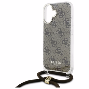 Guess Crossbody Cord 4G Print Ümbris with Lanyard jaoks iPhone 16 - Brown