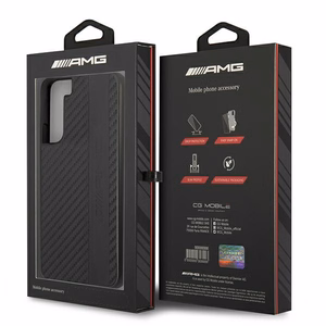 AMG Carbon Stripe&Embossed ümbris Samsung Galaxy S22+ jaoks - must