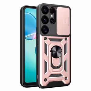 Hybrid Armor Camshield with Camera Cover and Metal Ring jaoks Samsung Galaxy S25 Ultra - roosa