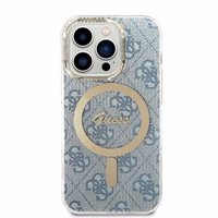 GUESS set jaoks IPHONE 14 Pro compatible with MagSafe GUBPP14LH4EACSB (Bundle Pack / Ümbris + Charger / 4G) kuldne sinine