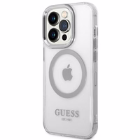 Guess GUHMP14XHTRMS iPhone 14 Pro Max 6.7" hõbedane/hõbedane hard ümbris Metal Outline Magsafe