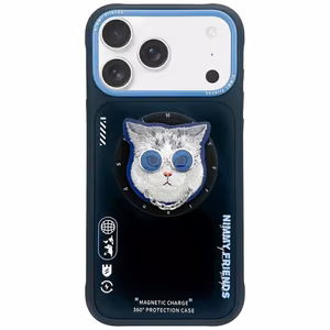 Nimmy Glasses Cool Cat MagSafe Ümbris jaoks iPhone 17 Pro Max - Must and Sinine