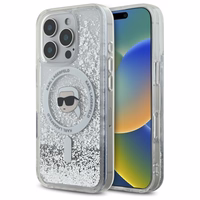 Karl Lagerfeld Liquid Glitter Karl Head Magsafe Ümbris jaoks iPhone 16 Pro - Clear