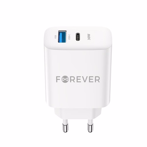 Forever TC-07-30AC PD QC laadija 1x USB-C 1x USB 30W valge